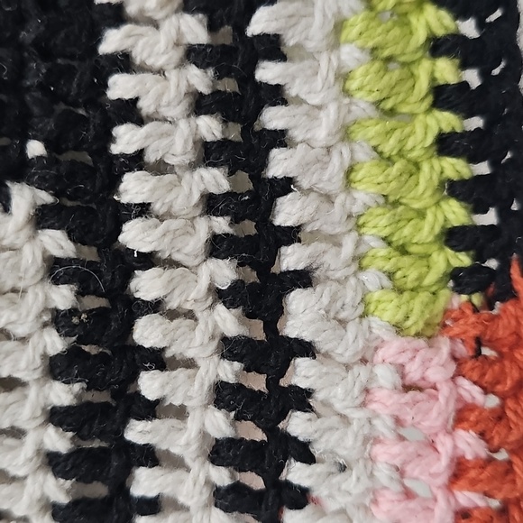 Free People Pixie Crochet Knit Bucket Hat Cream Black Orange Pink Green - Picture 3 of 9